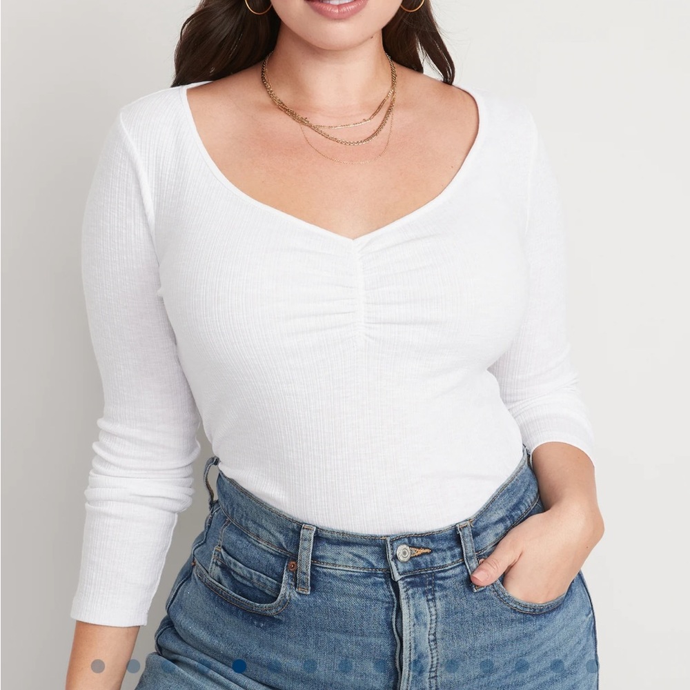MAGENTA long sleeve cinch front rib knit tee